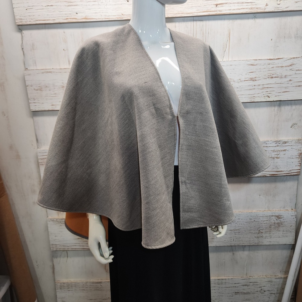 Canal Grey Reversible Cape Poncho Mustard Yellow Interior Open Front One Size